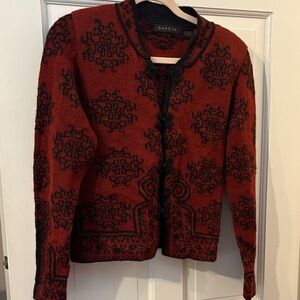 Dakota brown and Black Patterned Cardigan - 100% alpaca - small